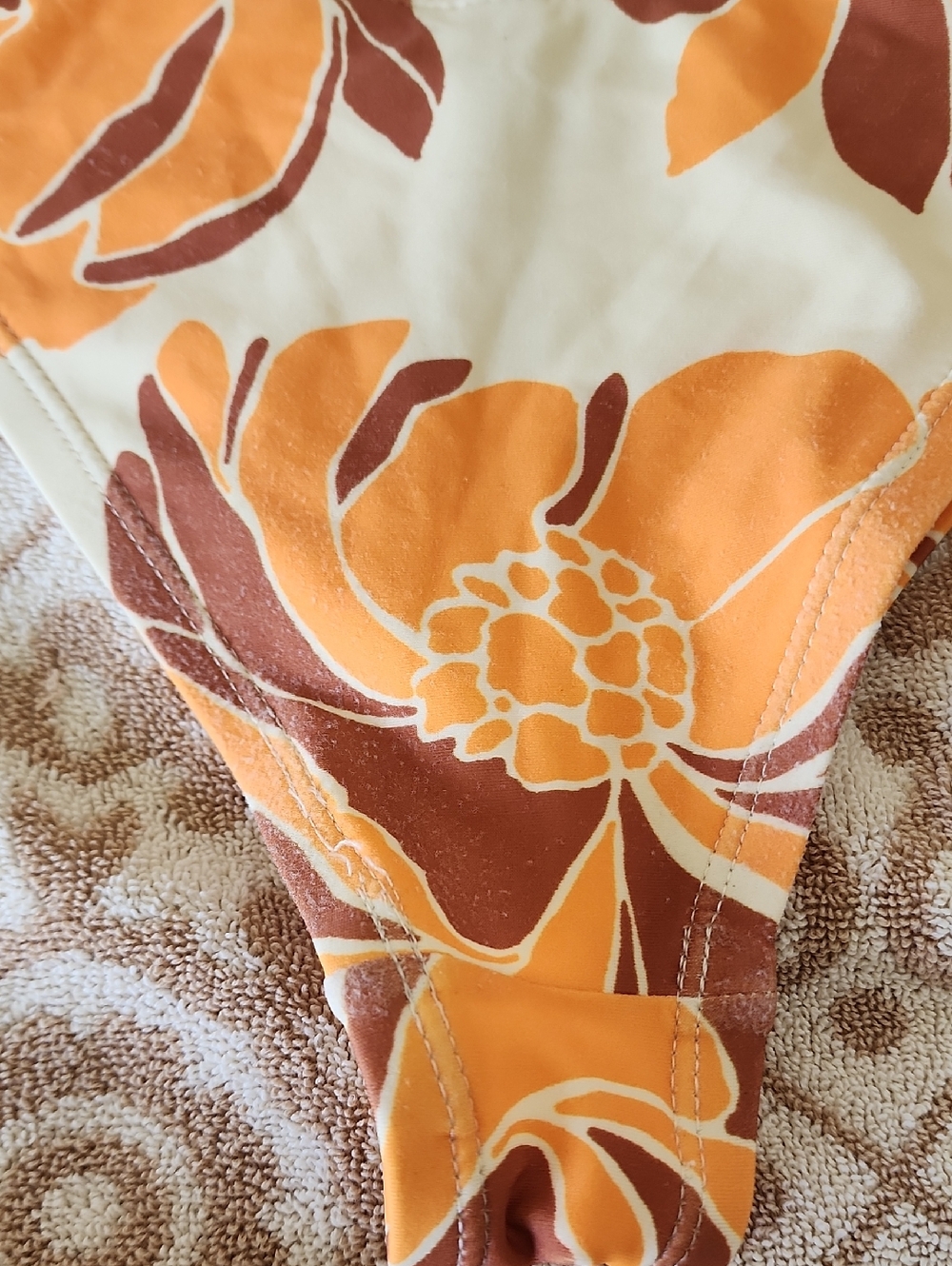 Out From Under Floral Orange & Brown Two-Piece Bikini Set - Picture 6 of 6